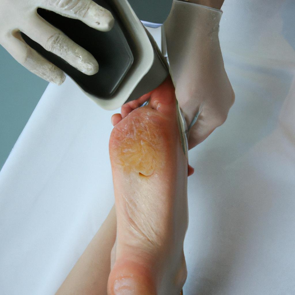 Person receiving foot scrub treatment