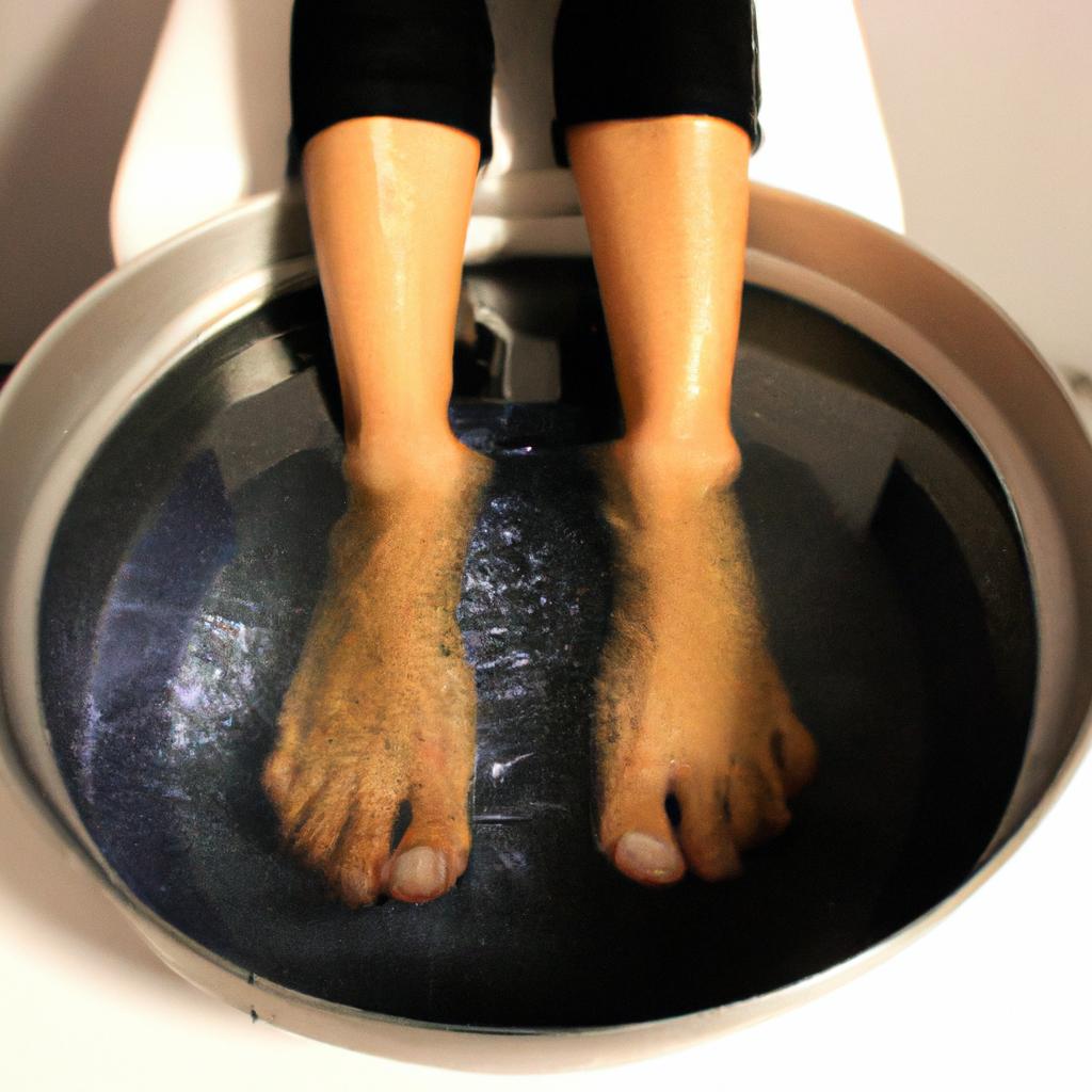 Person soaking feet at salon