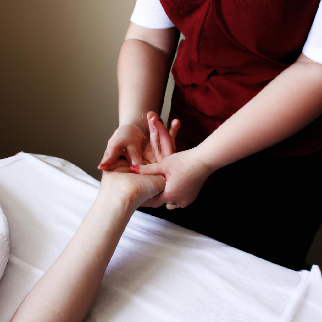 Person receiving hand massage